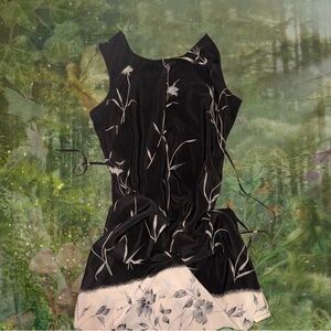 Black and White Floral tie back Sleeveless Dress